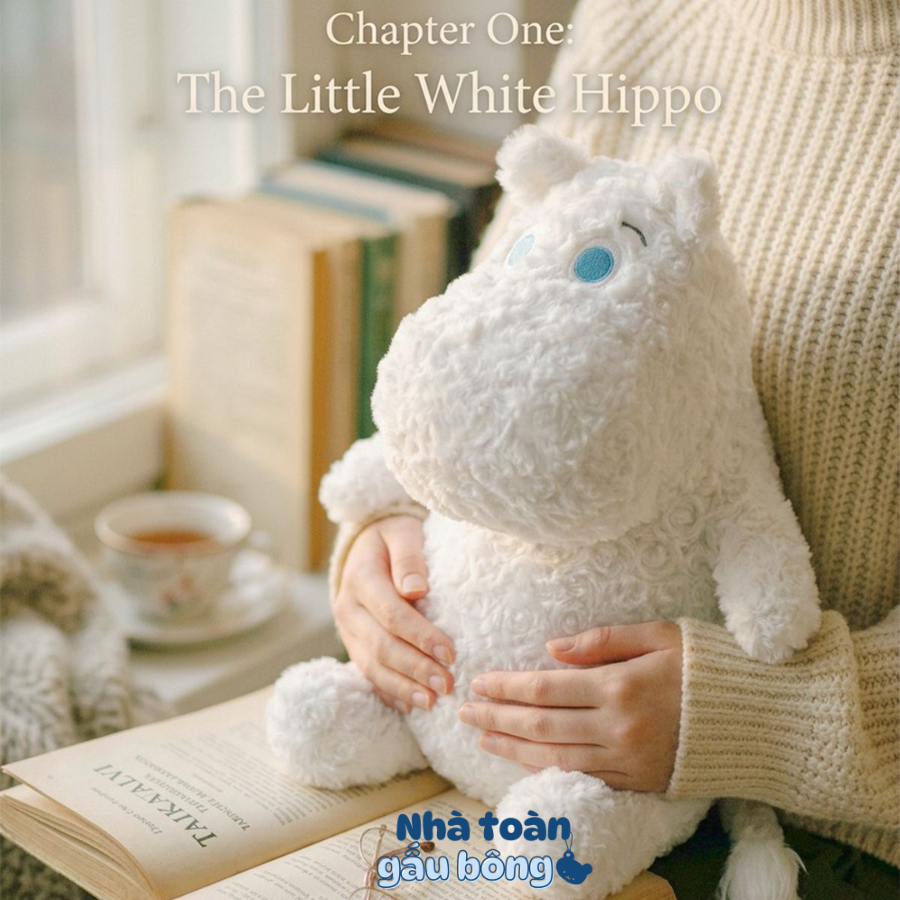 Gấu Bông Hà Mã Moomin Lông Xù Đáng Yêu, Hà Mã Trắng Moominvalley Cao Cấp Nhồi Bông, Quà Tặng Gấu Bôn