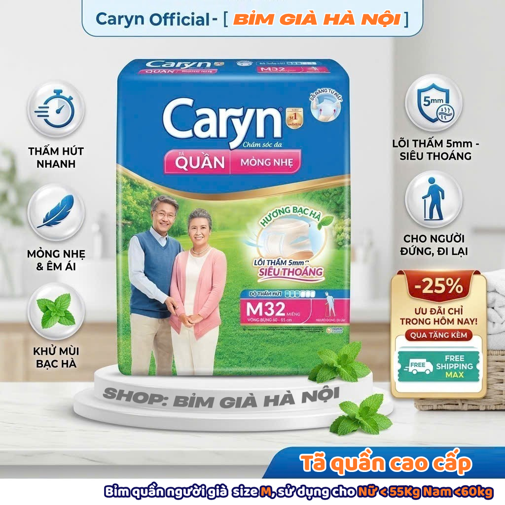 Tã Quần Caryn M32 L28 XL24 #bỉm già caryn #caryn Merzy M16 L14 XL12 #bỉm quần già Caryn #tã già cary