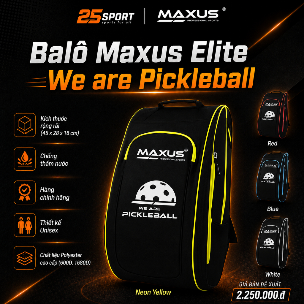 Balo Maxus Elite We are Pickleball-Được phân phối tại 25Sports- Store