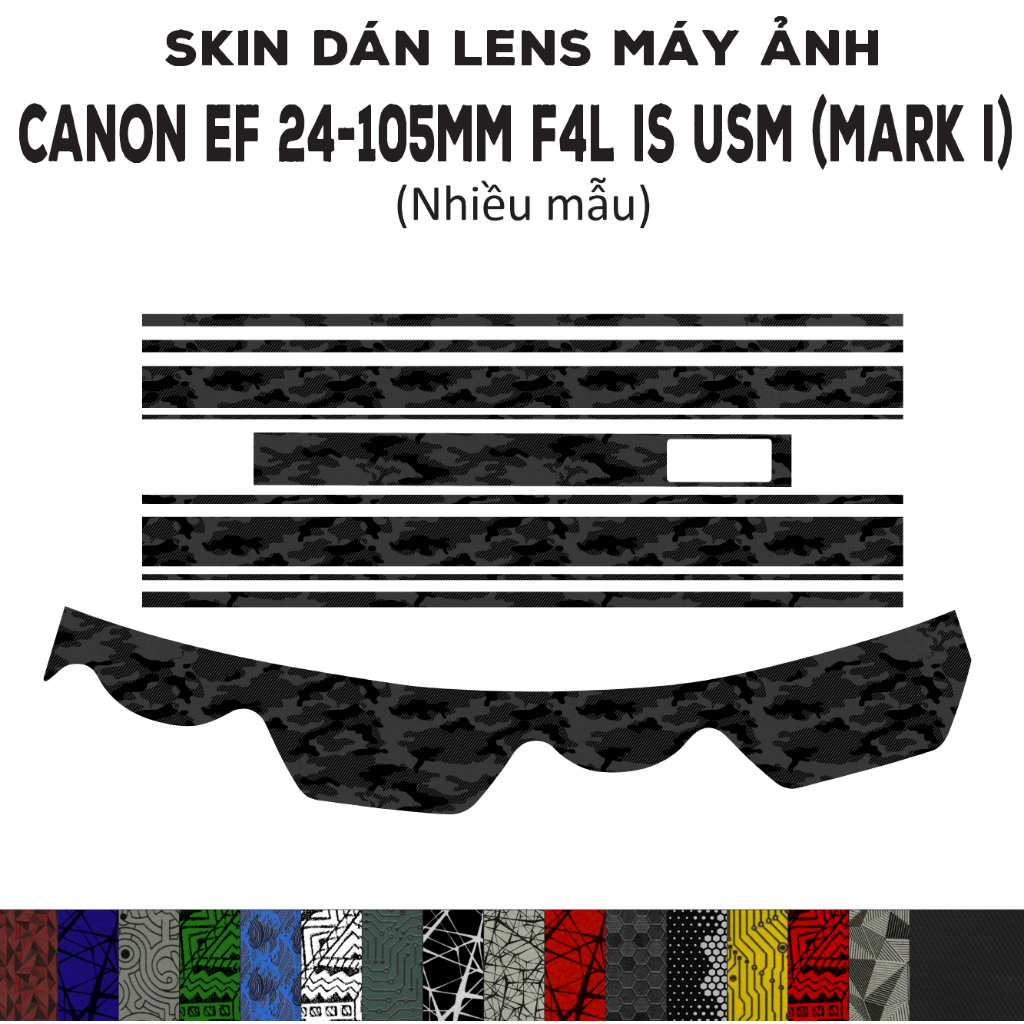 Skin dán Lens Canon EF 24-105mm F4L IS USM (Mark I) (Nhiều mẫu) | Decal Film 3M dán bảo vệ ống kính 