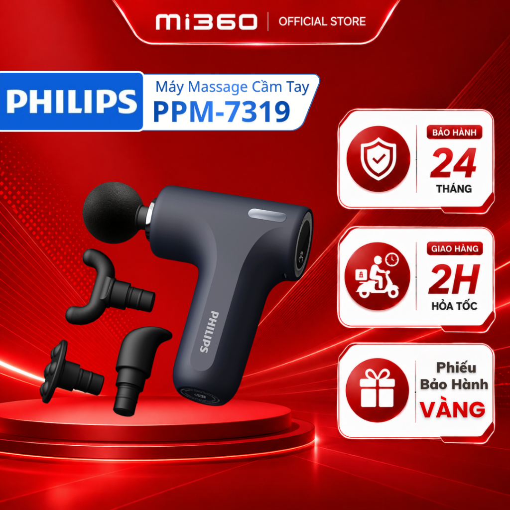 Máy Massage Cầm Tay Philips PPM7319 - Thiết Kế Nhỏ Gọn - Nhiều Đầu Massage