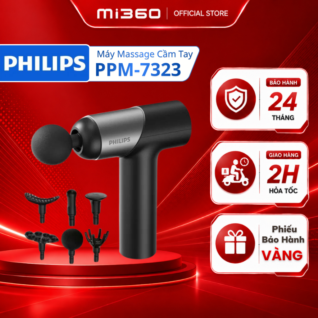 Máy Massage Cầm tay Philips PPM7323 - 7 cấp độ điều chỉnh - 6 đầu massage chuyên dụng