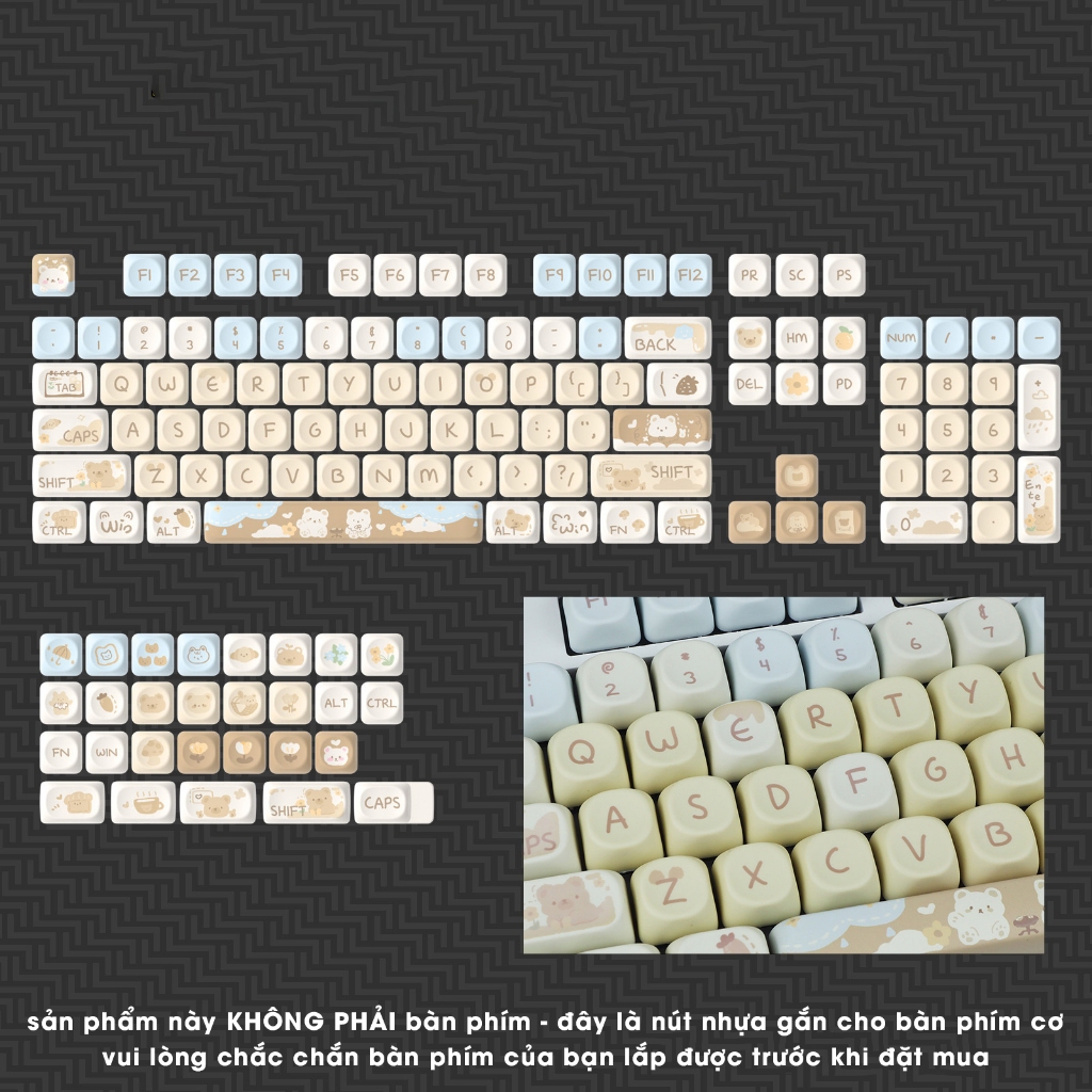 Keycap Milk Tea Bear MOA Cho Bàn Phím Cơ - EA Gear