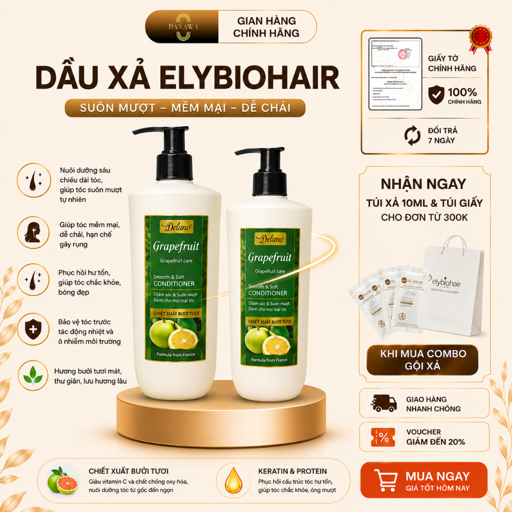 Dầu Gội Bưởi Biotin & Collagen Delano Trắng 2000ml Mềm Mượt Tóc Dầu Hỗ Trợ Chăm Sóc Tóc