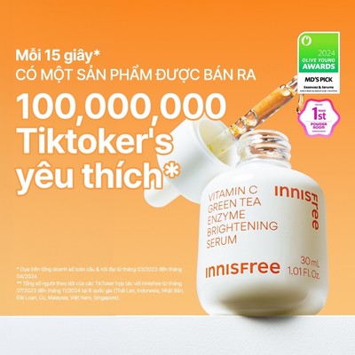INNISFREE x [Live] Serum Vitamin C sáng da, mờ thâm mụn INNISFREE Green Tea Enzyme Brightening Serum 30ml