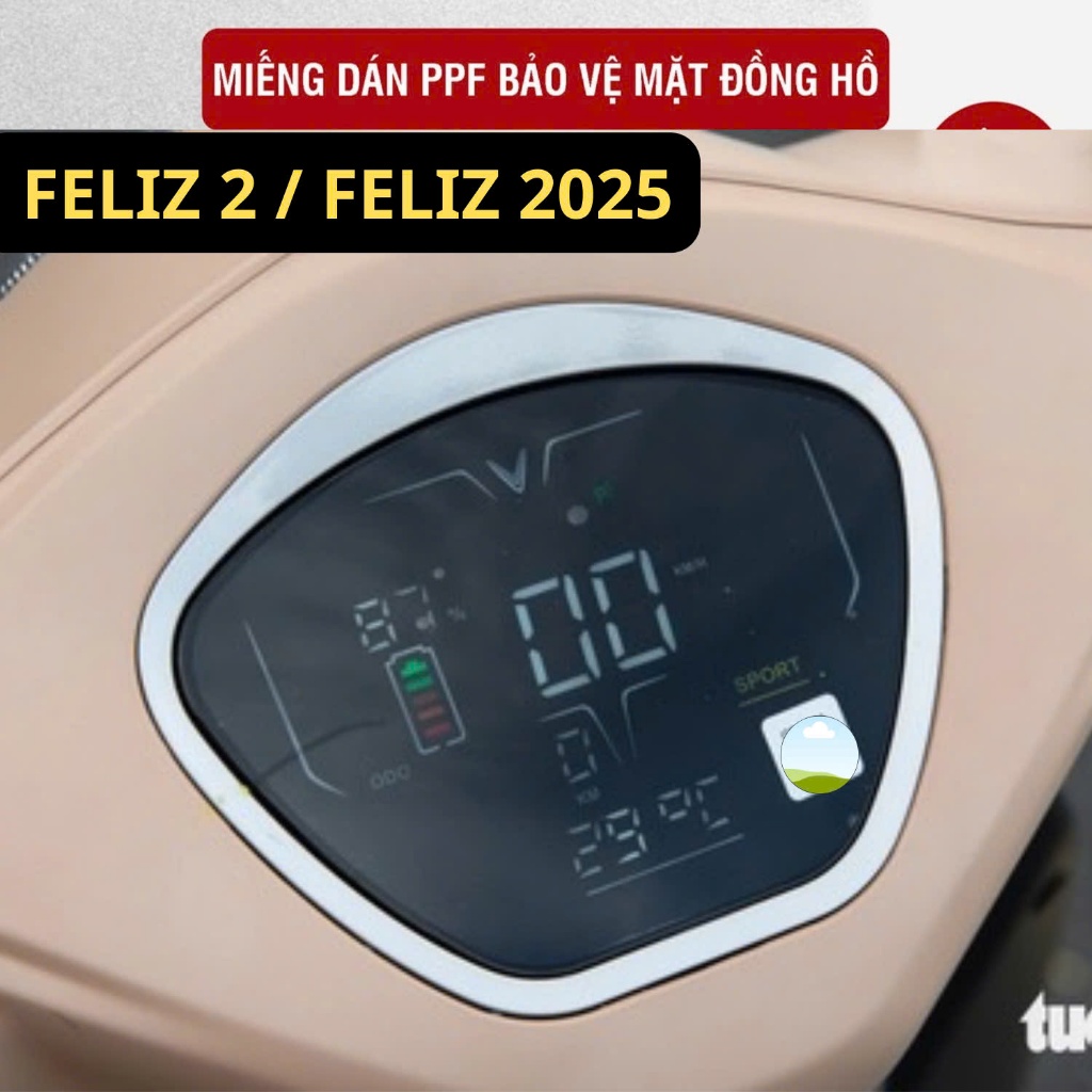dán xe vin  Feliz 2 / Feliz 2025 / Lite. Feliz / S / Neo .Miếng dán PPF bảo vệ mặt đồng hồ xe Vinfas