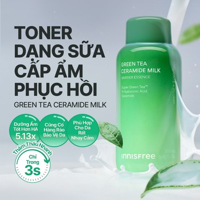 INNISFREE [Live] Toner dạng sữa cấp ẩm, phục hồi INNISFREE Green Tea Ceramide Milk 160ml