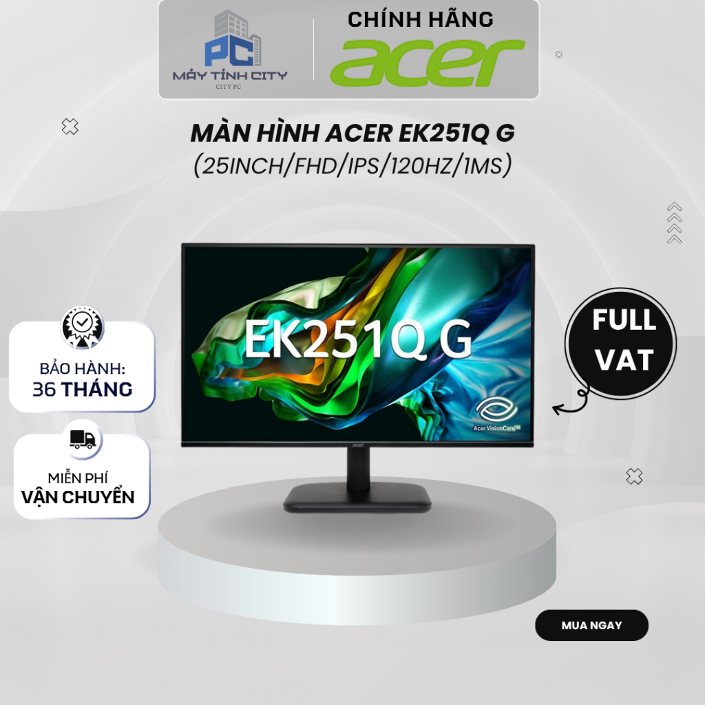 Màn hình ACER EK251Q G (25inch/FHD/IPS/120Hz/1ms) - Hàng chính hãng