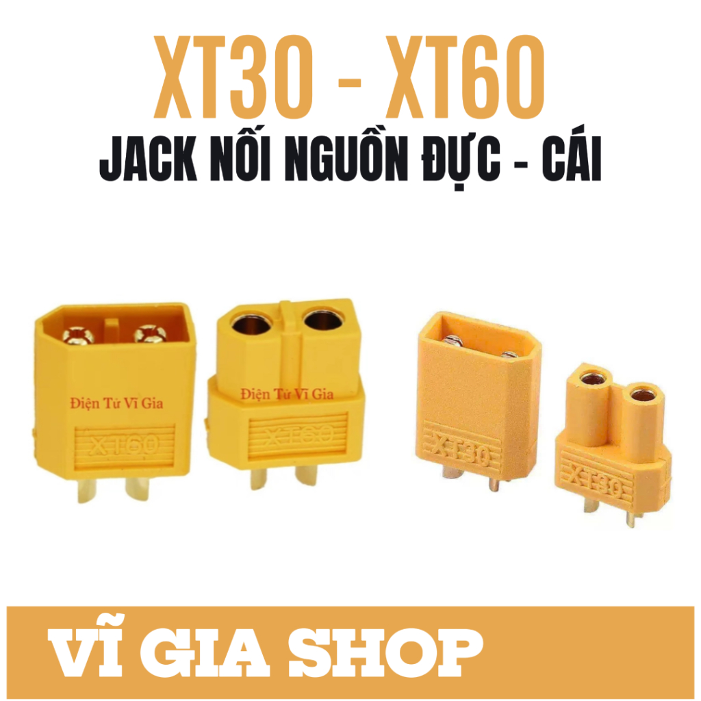 5 cặp Jack nối XT30 - XT60 - Lõi đồng mạ vàng - Cặp Đực Cái