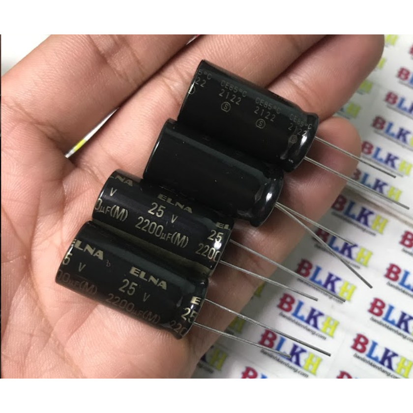 Tụ âm thanh 25V 2200uF 12×25mm chính hãng ELNA