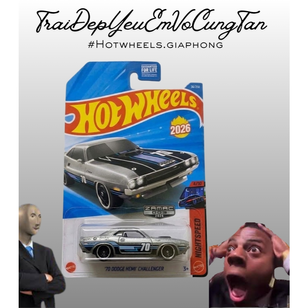 Hot Wheels 2026 '70 Dodge HEMI Challenger ZAMAC, nguyên card đẹp – bản hiếm sưu tầm, số lượng có hạn