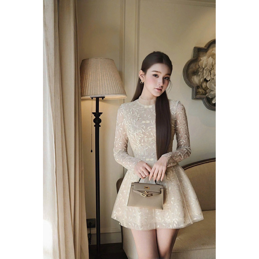 ( GEM CLOTHING 68 ) Đầm ren lá tay dài 0028.4