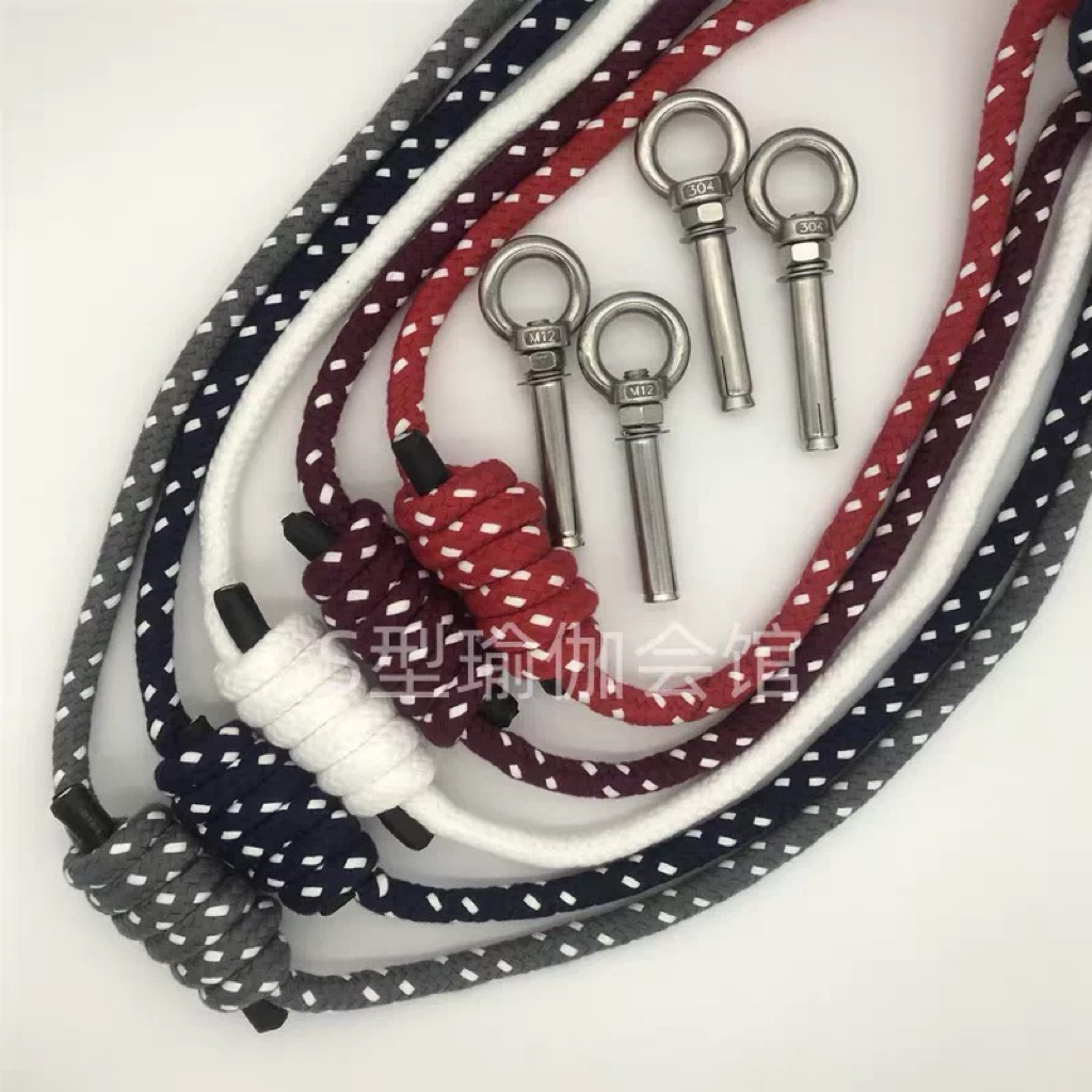Dây Treo Tường Yoga Iyengar / Yoga Wall Rope 4 Dây + Chốt Inox 304 – Kéo Giãn Cơ, Hỗ Trợ Cân Bằng & 