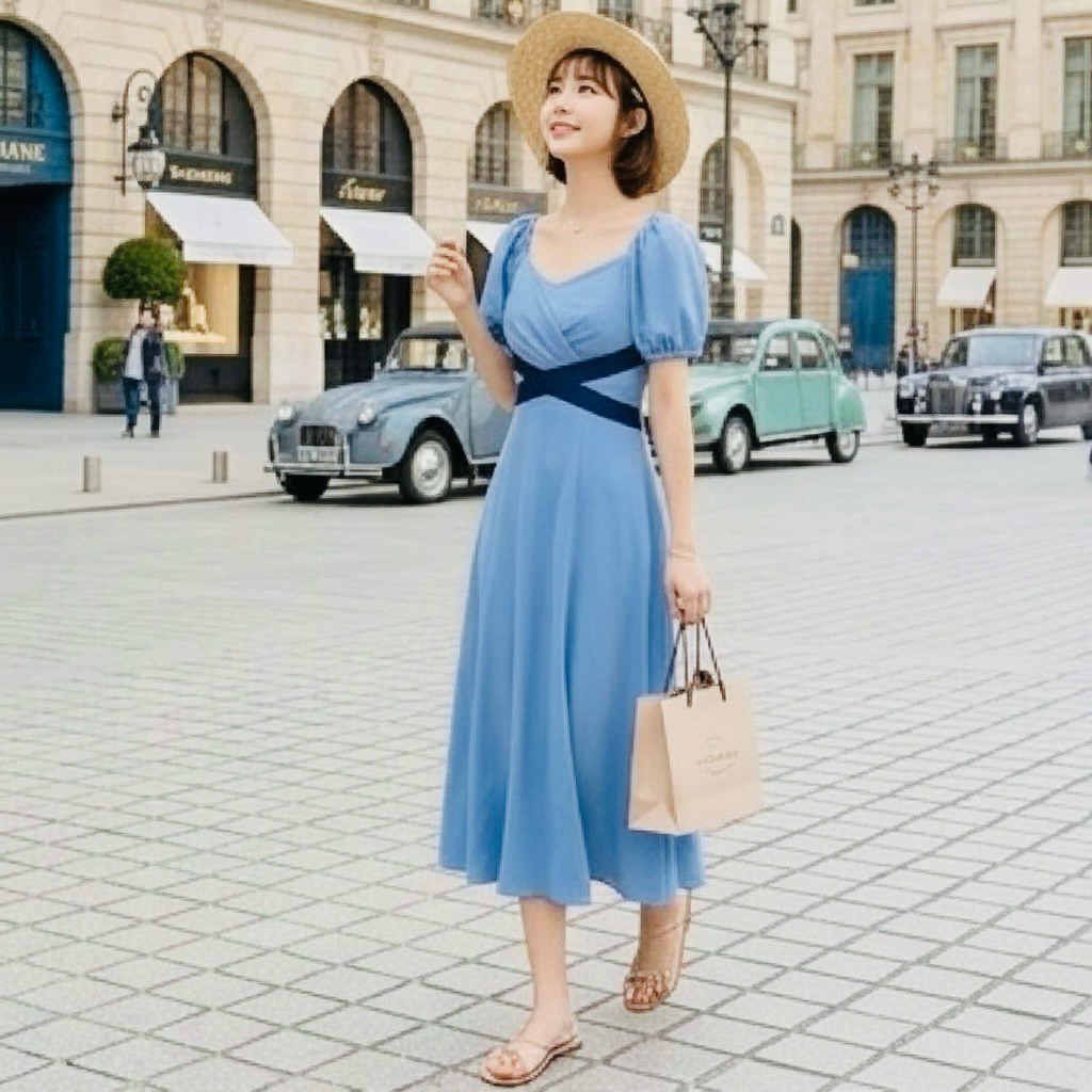 Đầm midi dạo phố chéo eo mặc đi chơi cực xinh (kèm hình thật)