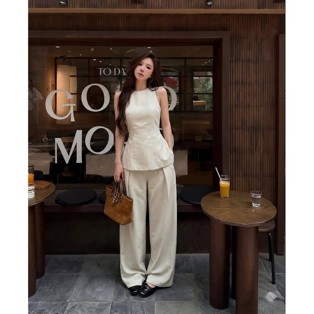 [MỞ BÁN GIẢM 30K] Set Áo Sát Nách Phối Dây Hở Lưng Mix Quần Suông Chất Liệu Linen Mềm Mặc Đi Du Lịch, Dạo Phố | BigBuy360 - bigbuy360.vn