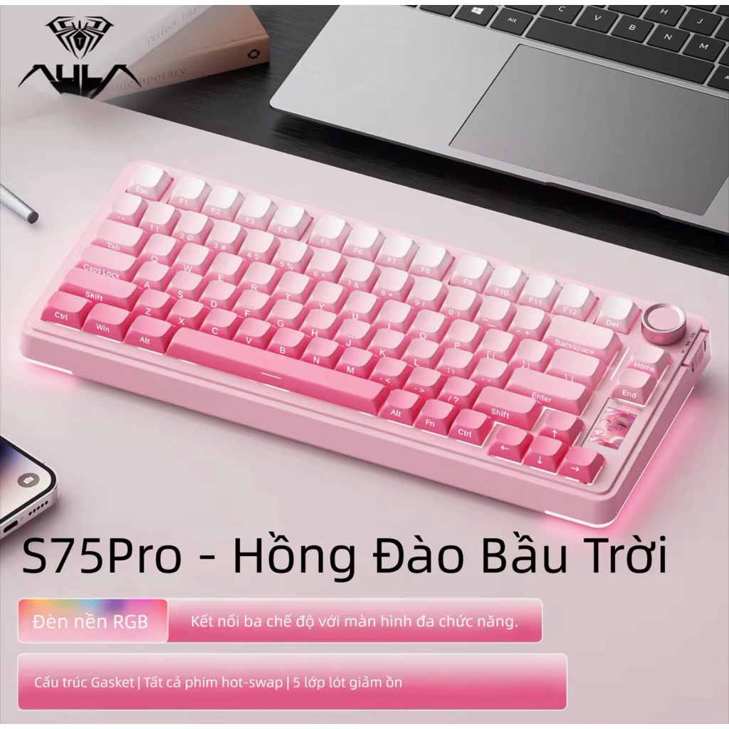 (new-hoả tốc)bàn phím cơ không dây aula s75 pro 3 mode new | BigBuy360 - bigbuy360.vn