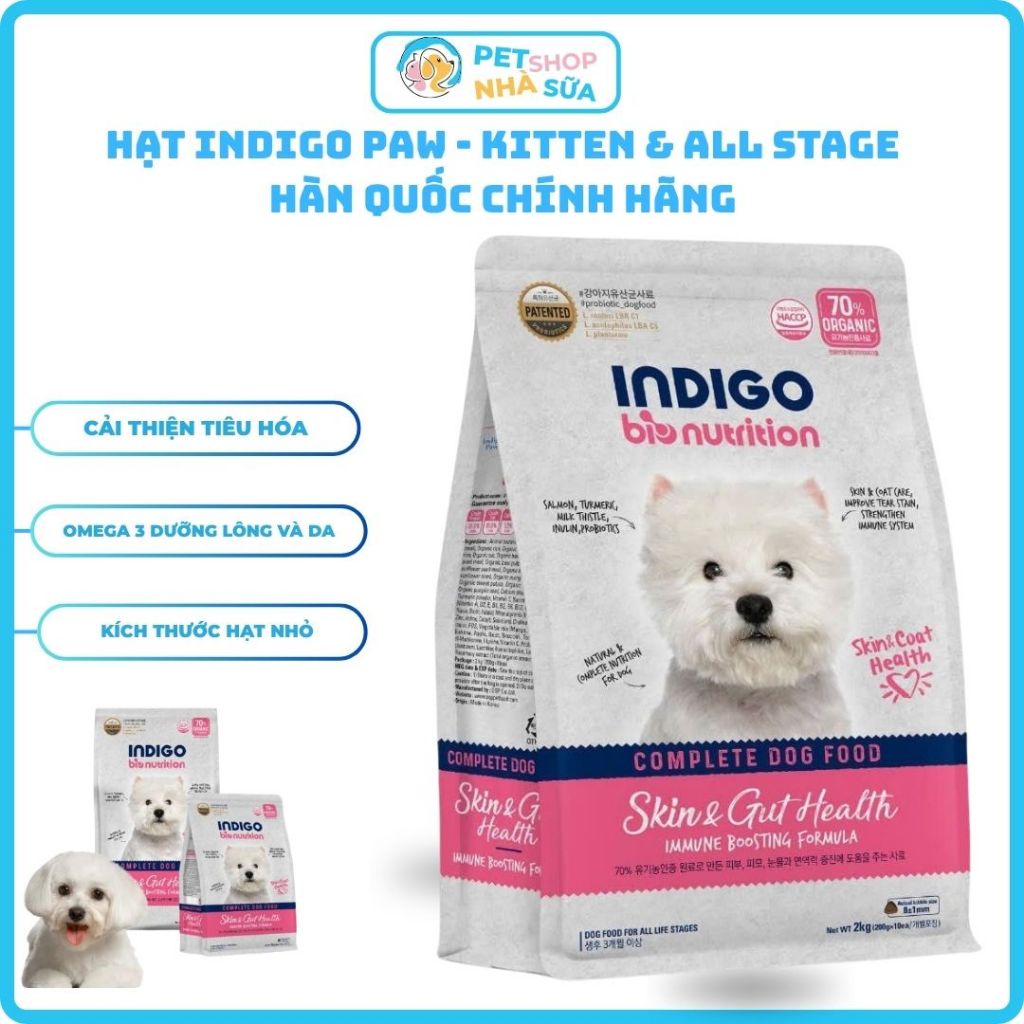 Hạt INDIGO NHÀ SỮA tăng cường sức khỏe - da và tiêu hóa , hạt cho chó , thức ăn cho chó