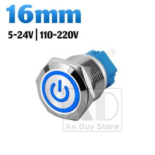 Nút Nhấn Nhả, Nhấn Giữ Trạng Thái, Công Tắc Tự Khóa 16mm, Có Đèn LED, Điện áp (3V-24V | 110-220V)