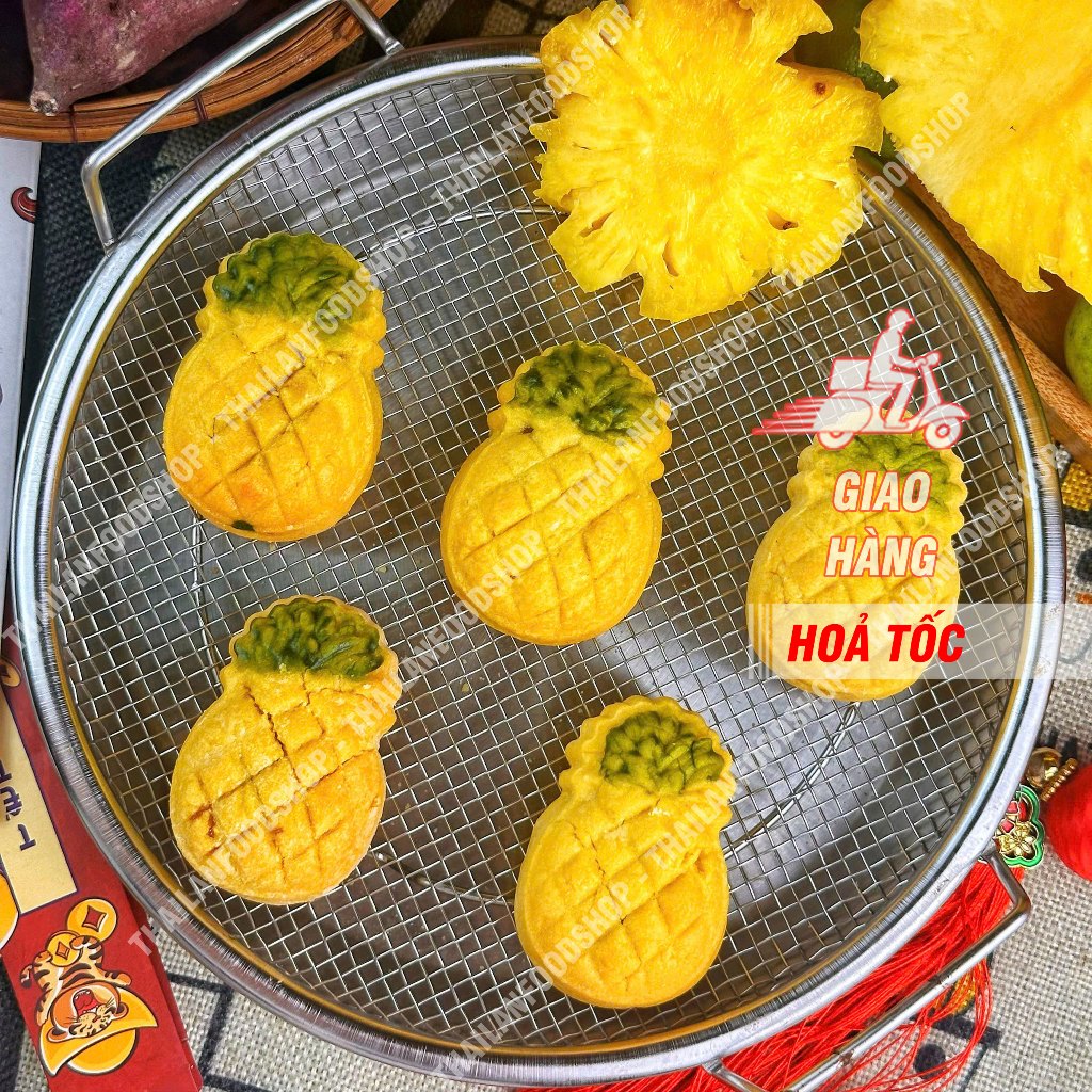 Bánh Dứa Nhân Khóm Xào (Bánh Khóm, Bánh Trái Dứa Mini, Bánh Khóm Nhân Dứa, Bánh Quy Nhân Mứt Dứa, Pi