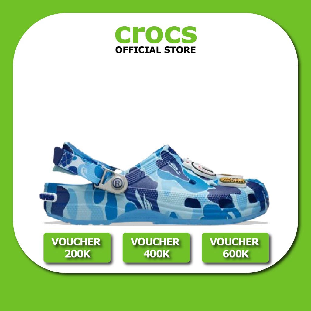 【 Chính Hãng 】 Giày Clog 𝙲𝚛.𝚘𝚌𝚜 Unisex X BAPE Blue Camo