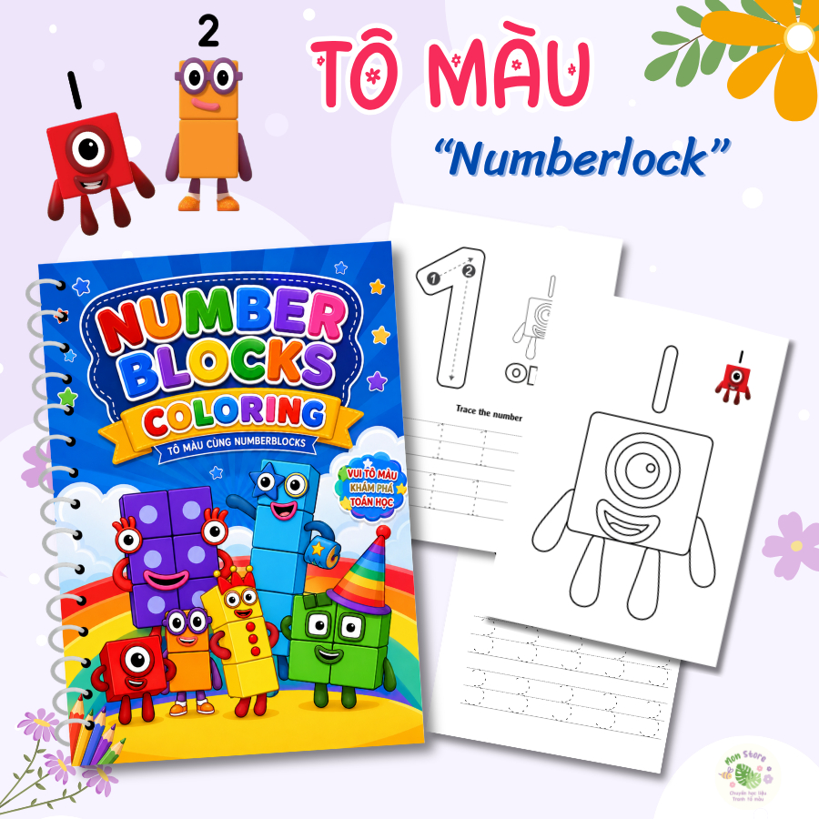 Tô màu NUMBERBLOCKS học toán (Number block) - Làm quen chữ số cho bé từ 2 tuổi - đồ chơi numberlock