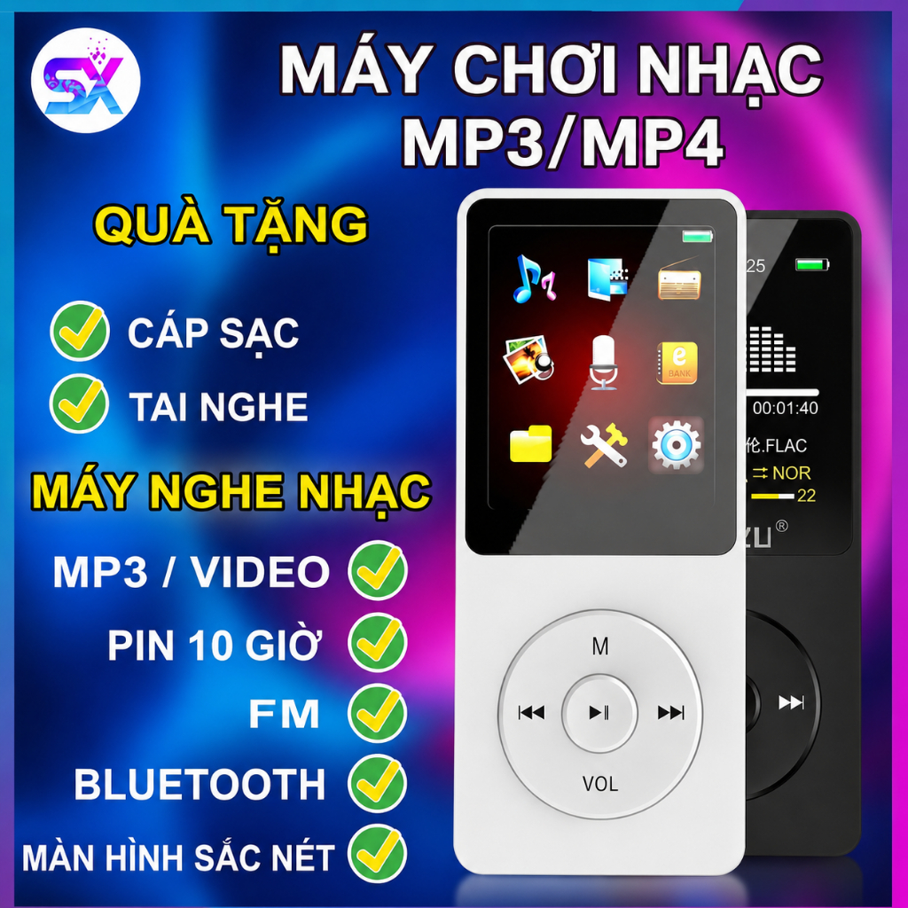 Máy nghe nhạc mini mp3 phát và chơi nhạc mp4 kết nối bluetooth có màn hình lcd…