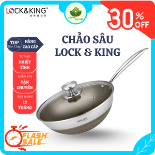 Chảo Sâu Titanium LockandKing Size 24cm 28cm Sâu Lòng Chiên Xào Thực Phẩm, Tay Cầm Chắc Chắn - Gia Dụng Kim Thiên