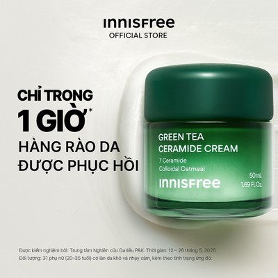 INNISFREE [Live] Kem dưỡng cấp ẩm, phục hồi INNISFREE Green Tea Ceramide Cream 50ML