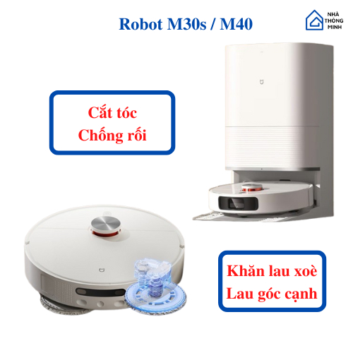 Robot Hút Bụi Lau Nhà Xiaomi Mijjia M30s / M40 - Lực Hút 12.000 Pa , cắt tóc chống rối