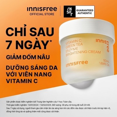 INNISFREE [Live] Kem dưỡng Vitamin C sáng da, mờ thâm dạng gel INNISFREE Green Tea Enzyme Brightening Cream 50ml