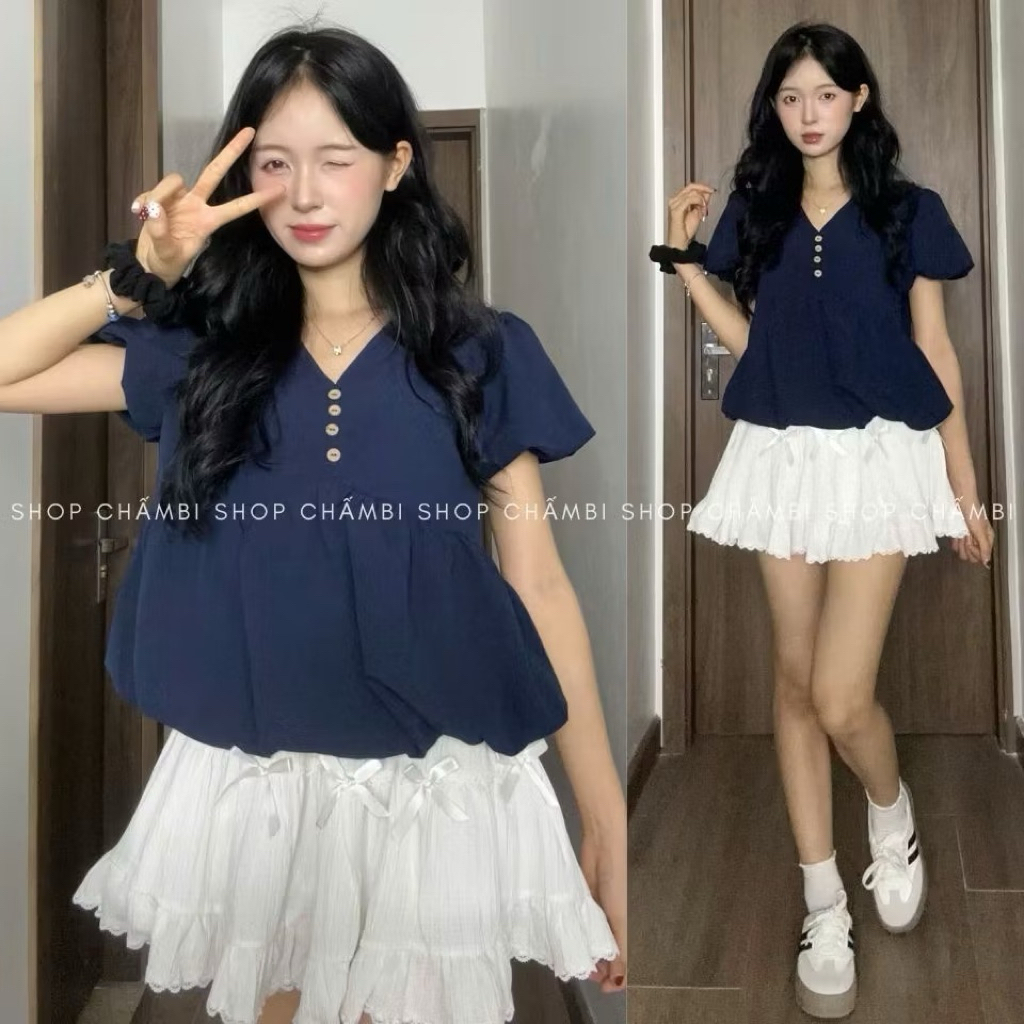 Áo kiểu hottrend nữ cổ V áo bí trẻ trung KENCO Thời Trang Nữ M3003 | BigBuy360 - bigbuy360.vn