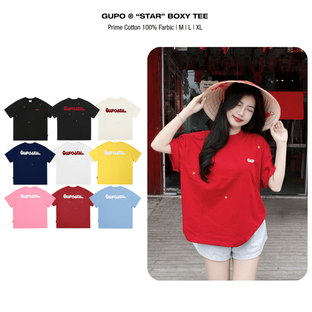 Áo Thun Boxy 280GSM “STAR”  GUPO Unisex Nam Nữ Cotton Local Brand - TSS01