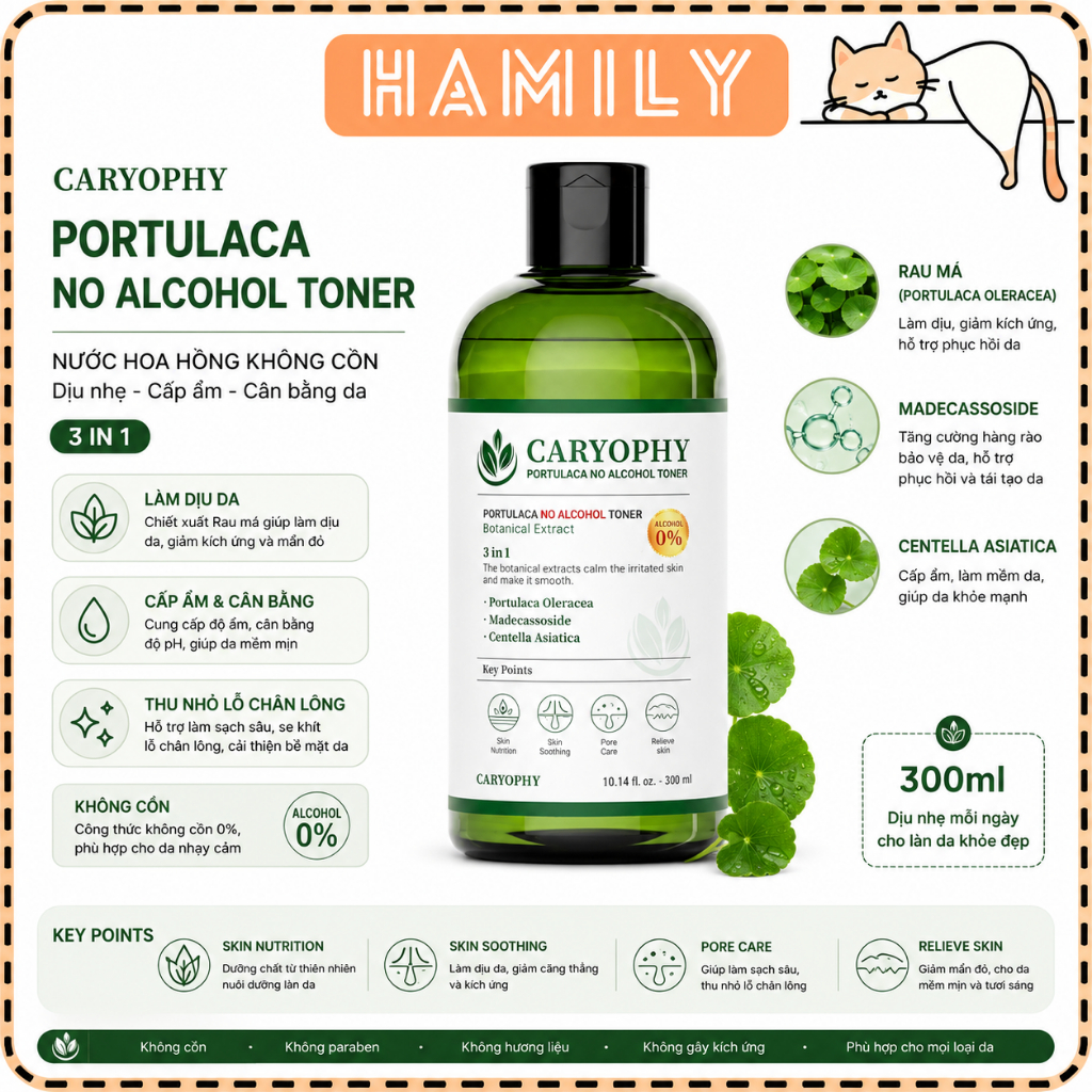 Nước Cân Bằng Làm Dịu Da Caryophy Portulaca Toner 300ml | BigBuy360 - bigbuy360.vn