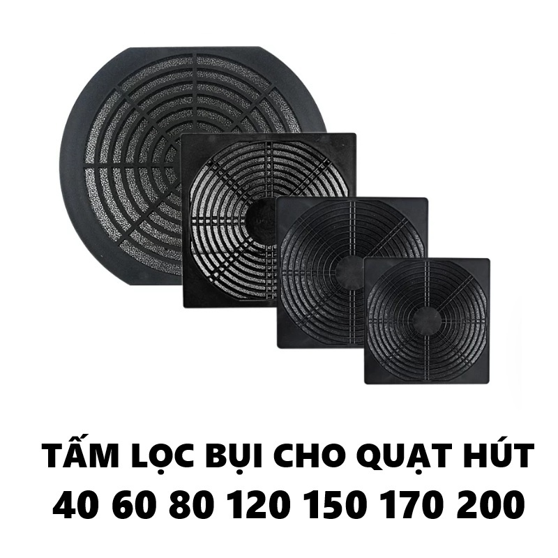 Tấm lọc bụi quạt hút 4x4 6x6 8x8 9x9 12x12 15x15 17x15 20x20 (cm) - Lọc bụi đen (Đơn tối thiểu 50K)