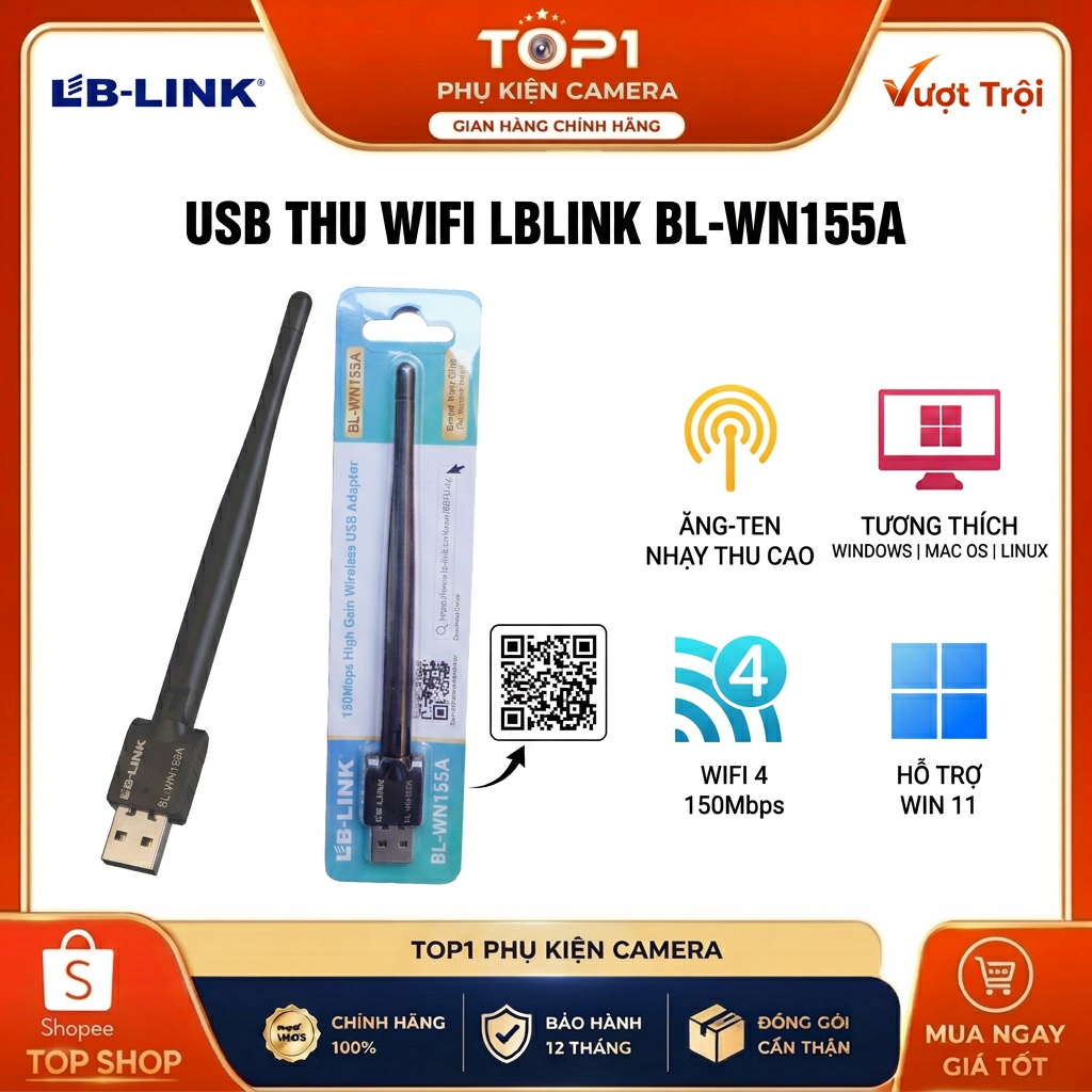 USB thu wifi LB-LINK BL- WN155A tốc độ 150Mb - Hàng Chính Hãng