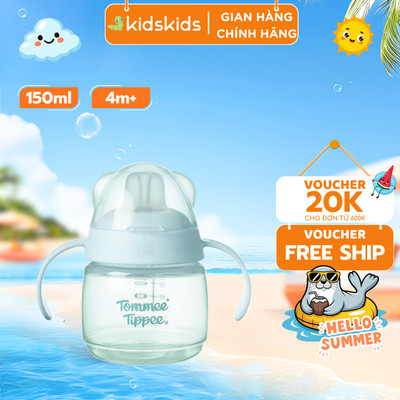 Bình Tập Uống Nước Có Vòi Mút Chống Tràn, Chống Sặc Tommee Tippee Soft Spout, 150ml, Cho Bé Từ 4 Tháng – Xanh