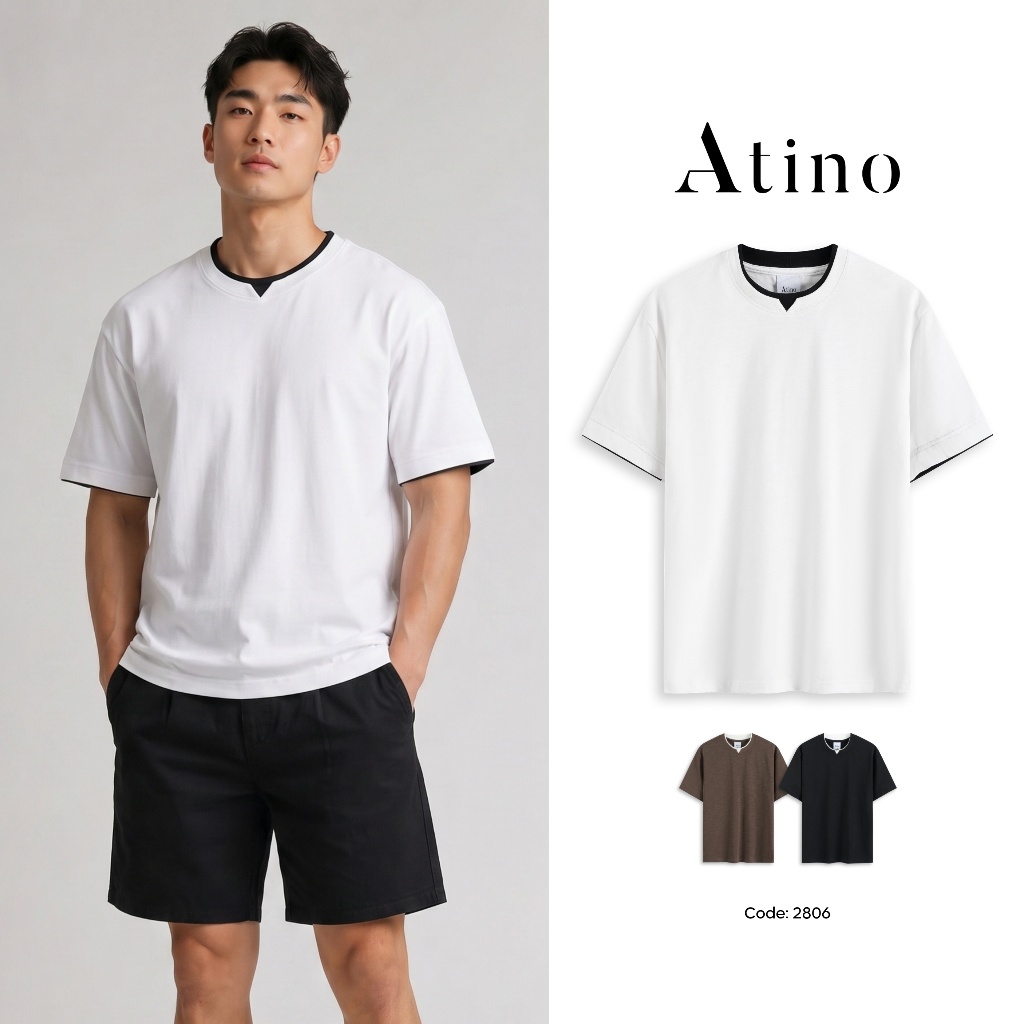 Áo Phông Nam ATINO 100% Cotton Mềm Mịn Thoáng Mát L.3.2806