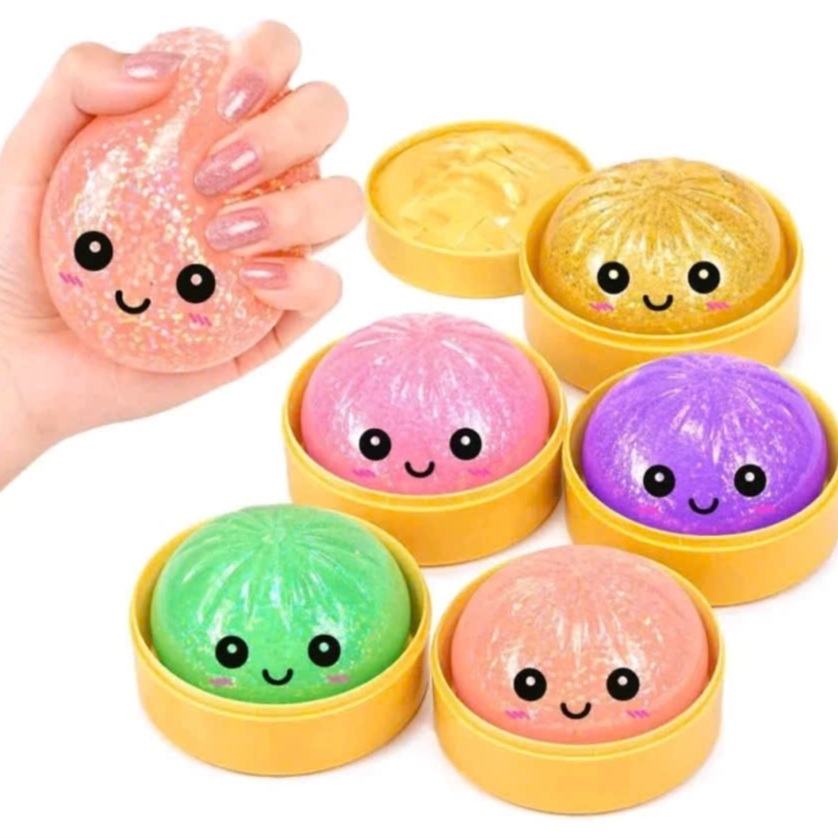 bÁNH Bao Squishy Lấp Lánh - Blindbox Hộp Mù Bánh Bao Bóp Mochi Xả Stress Siêu Mềm .