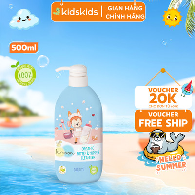 Nước rửa bình sữa Organic an toàn cho bé Lamoon - Bình 500ml