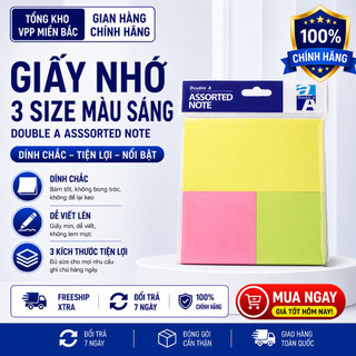 Double A Giấy Nhớ 3 Size Màu Dịu Chính Hãng – Sticky Note Ghi Chú Tiện Lợi, Keo Dán Chắc, Màu Pastel Đẹp Mắt