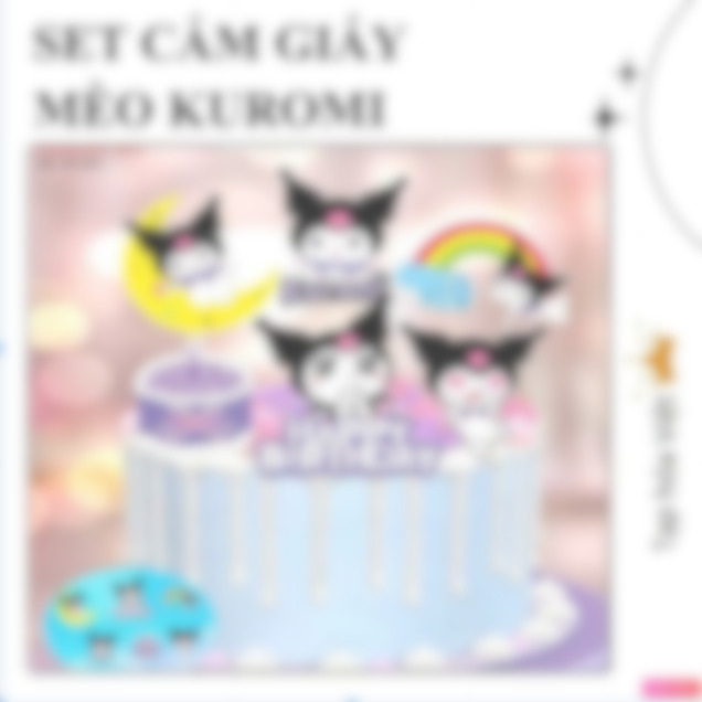 (5 SET) Cắm Giấy KUROMI trang trí bánh kem, SET giấy Kuromi hot trend chủ đề mới