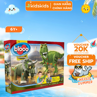 Bộ Đồ Chơi Ghép Hình Bloco T-Rex & Triceraptors - Dành Cho Bé Từ 6-14 Tuổi