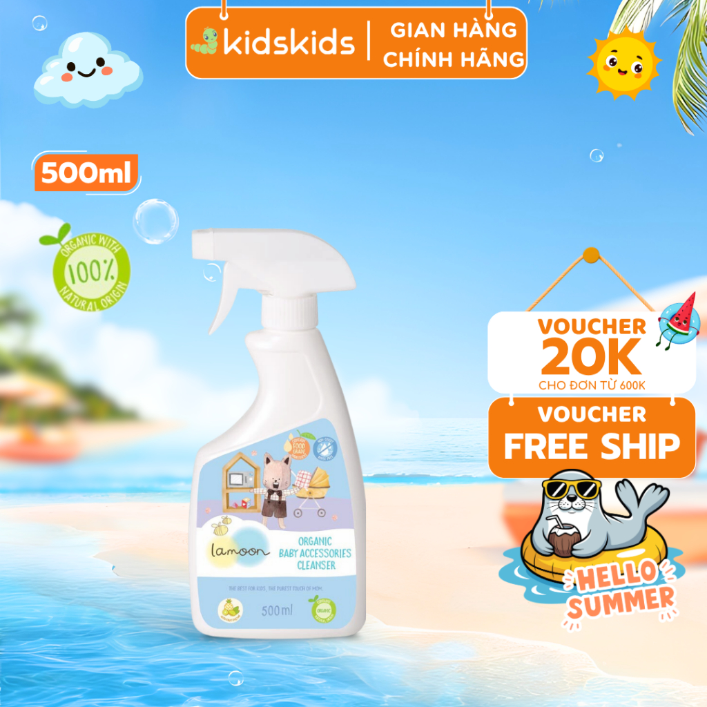 Xịt Khuẩn Đồ Chơi Organic An Toàn Cho Bé Lamoon - Bình 500ml