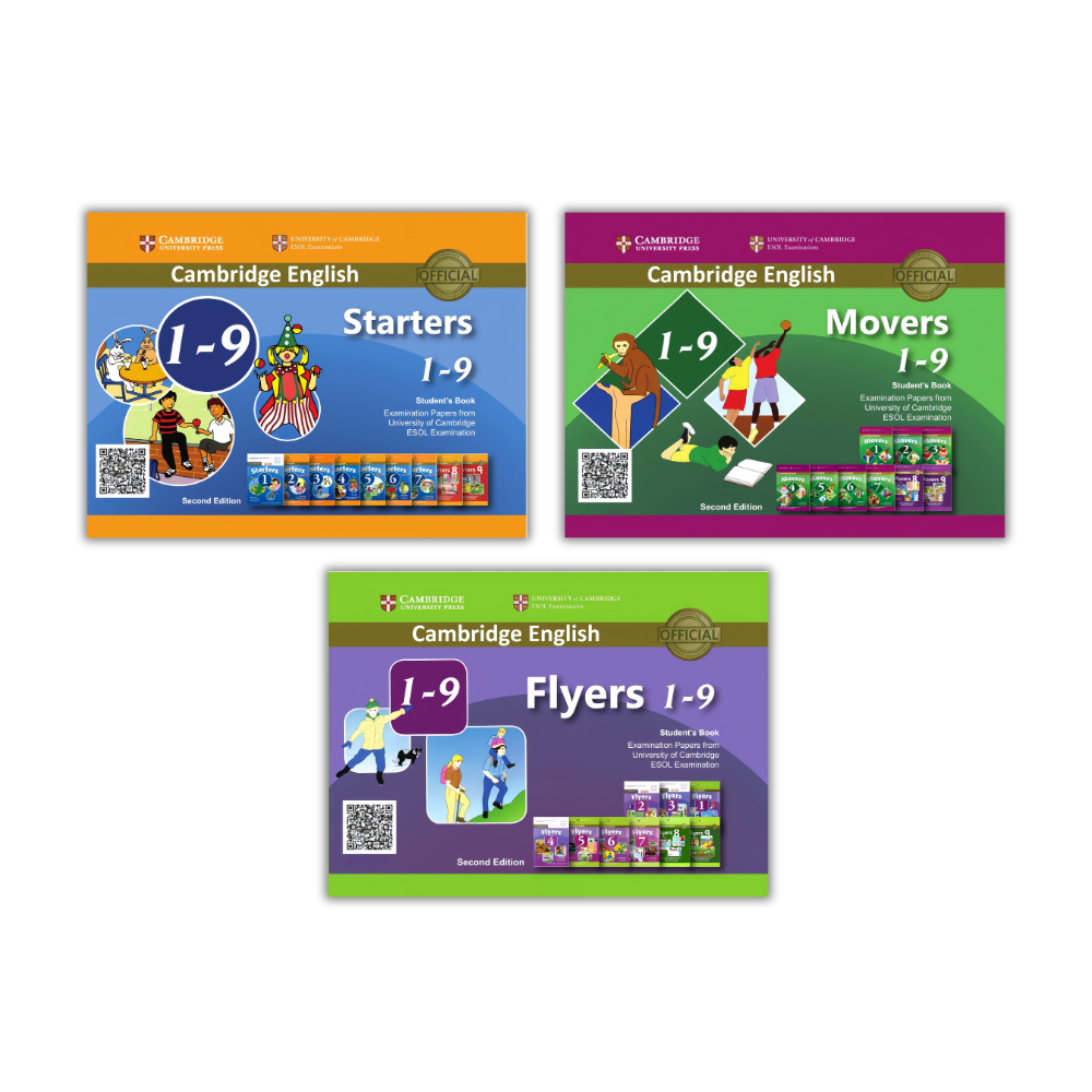 [Bản Gộp 9] Cambridge Starters - Flyers - Movers - Dành cho Bậc Tiểu Học - Bản in laser Tặng File ng