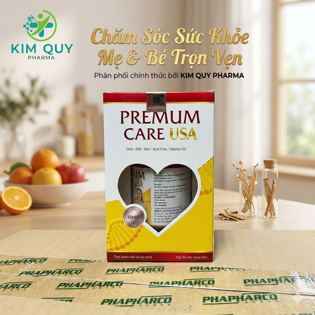 Viên Uống Cho Bà Bầu Premum Care USA Bổ Sung Sắt, Kẽm, Giảm Nguy Cơ Thiếu Máu Cho Mẹ (30 Viên)