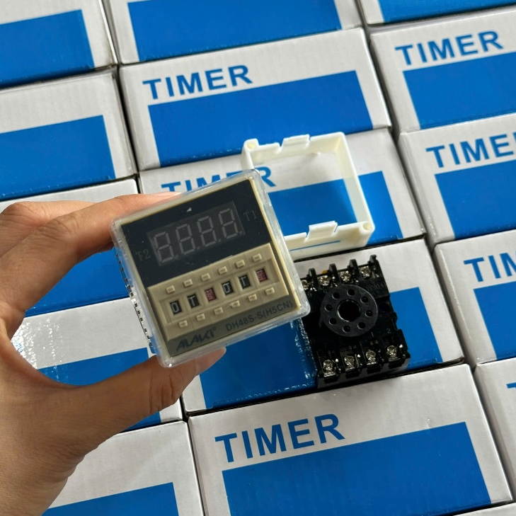 Bộ Rơ le thời gian Timer + Đế 8 chân , phím bấm ON DELAY