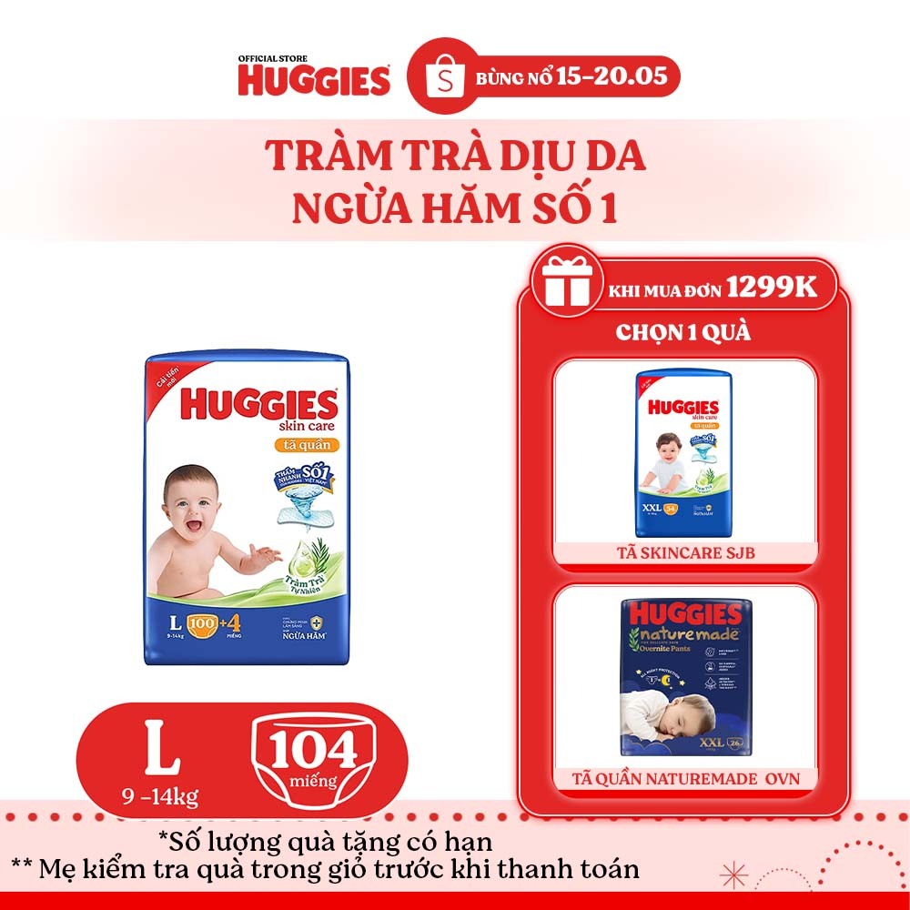 Tã quần Huggies Skincare Mega Jumbo M102+4/L100+4/XL84+4/XXL76+4