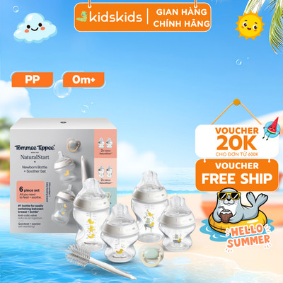 Bộ Bình Sữa Sơ Sinh Ty Siêu Mềm Tự Nhiên Tommee Tippee Natural Start - Họa Tiết