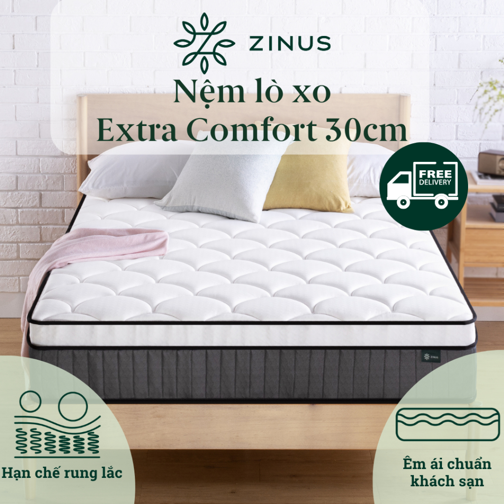 Nệm Lò Xo Túi Độc Lập Zinus Euro Top 30cm - Spring Mattress Zinus Euro Top Pocketed 12in | BigBuy360 - bigbuy360.vn