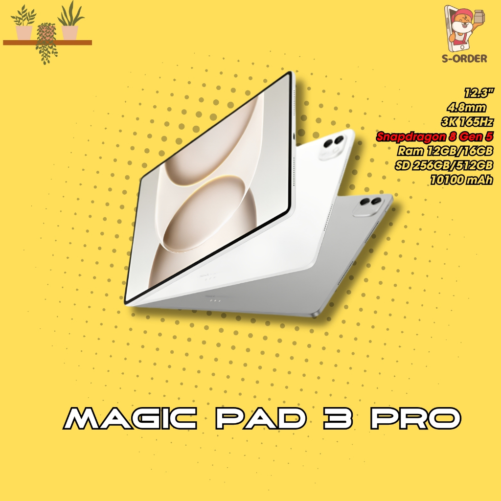 HONR MagicPad 3 Pro 12.3 inch OLED 165Hz Snapdragon 8 Gen 5 | Tablet Siêu Mỏng 4.8mm Pin 10100mAh 🎧📱